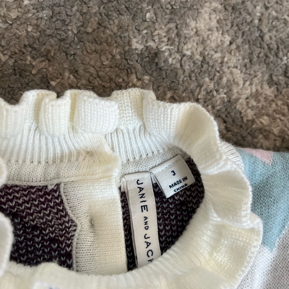 Janie and Jack Chevron Kids Sweater Dress - Purple, Pink, and White Size 3 - Picture 3 of 3